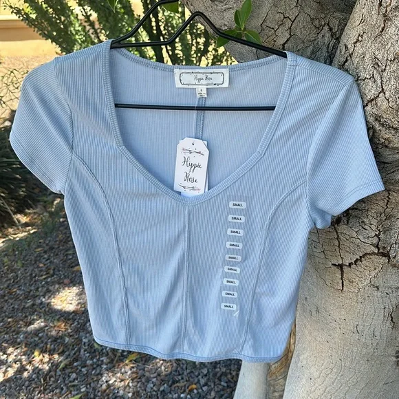 NWT Gorgeous Hippie Rose T-shirt, Size S, skylight blue - Picture 4 of 12